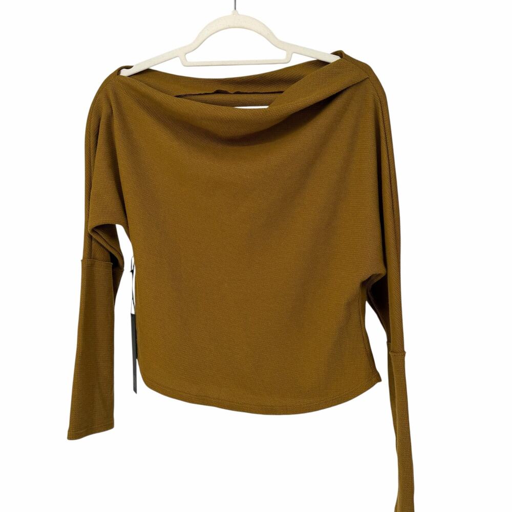 New House of Harlow 1960 Bronze Olive Waffle Knit Top M